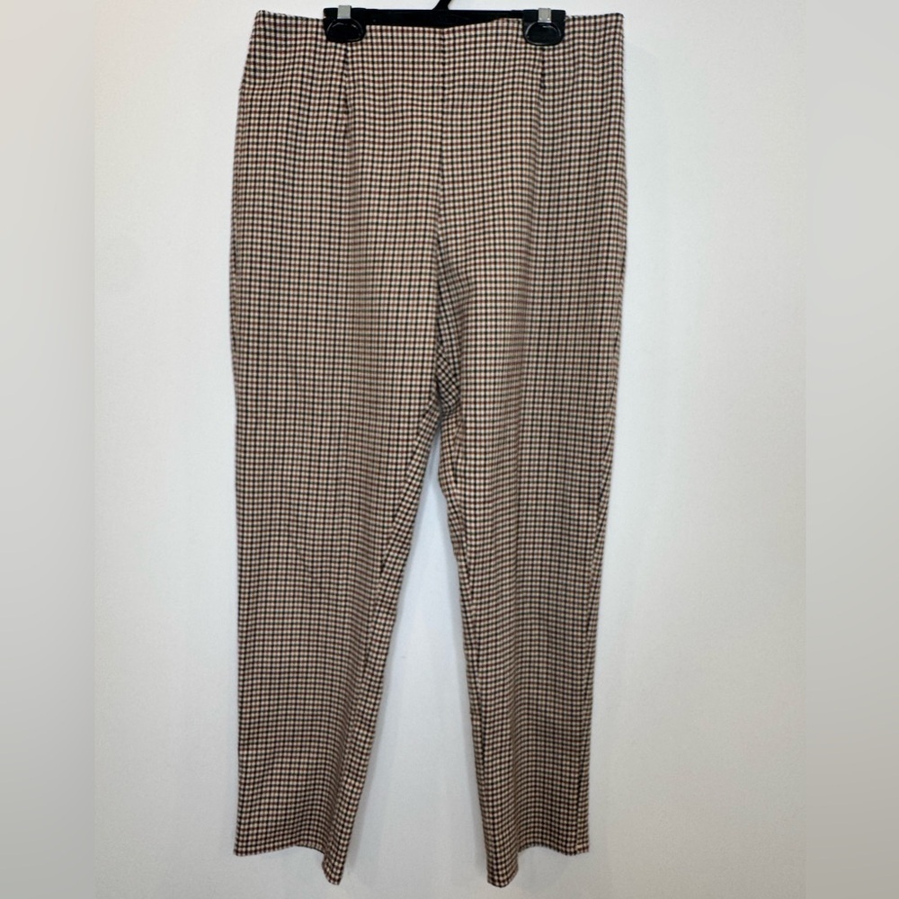 Essentiels MTL Checkered Pants in burgundy houndstooth size medium ankle